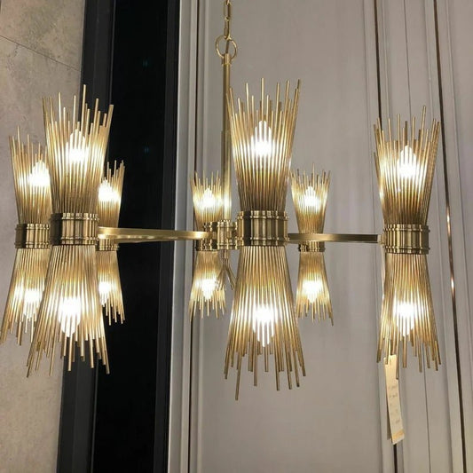 Large Skyla Brass Sputnik Chandelier Mid Century Modern Brass Ceiling Lights Full Brass Chandelier handmade - Retro Handicrafts