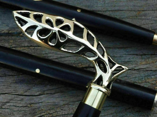 Leaf Design Handle and Designer Shaft Designer Walking Stick - Retro Handicrafts