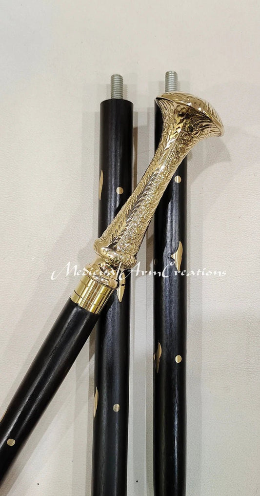 Long Knob Head handle Brass Decorative Walking Stick - Retro Handicrafts