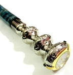 Luxury Wooden Walking Cane with Chrome Finish and Blue Leather Grip