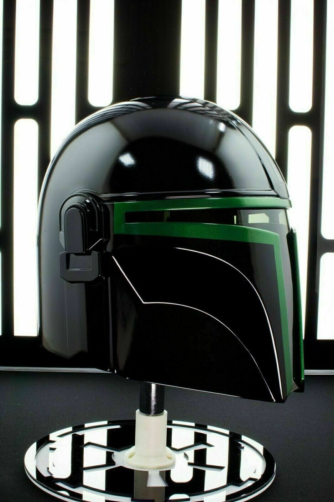 Mandalorian Steel Helmet Medieval Star Wars Black Series Black Green Wearable - Retro Handicrafts