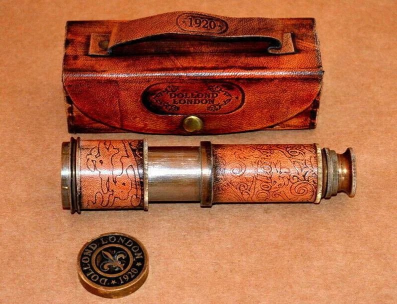 Marine Nautical DOLLOND LONDON 1920 ENGRAVED Handheld 16" Brass Telescope with Box Case Sailor Navy Spyglass Home Decor Maritime Gift items - Retro Handicrafts