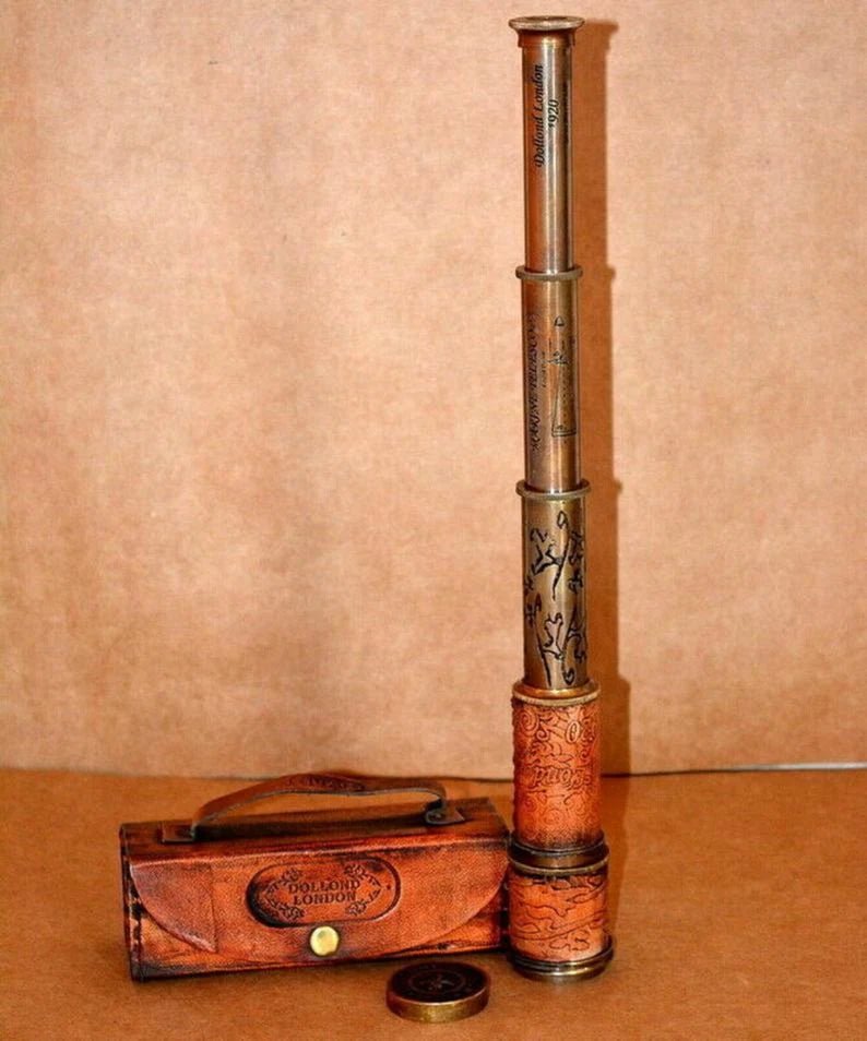 Marine Nautical DOLLOND LONDON 1920 ENGRAVED Handheld 16" Brass Telescope with Box Case Sailor Navy Spyglass Home Decor Maritime Gift items - Retro Handicrafts