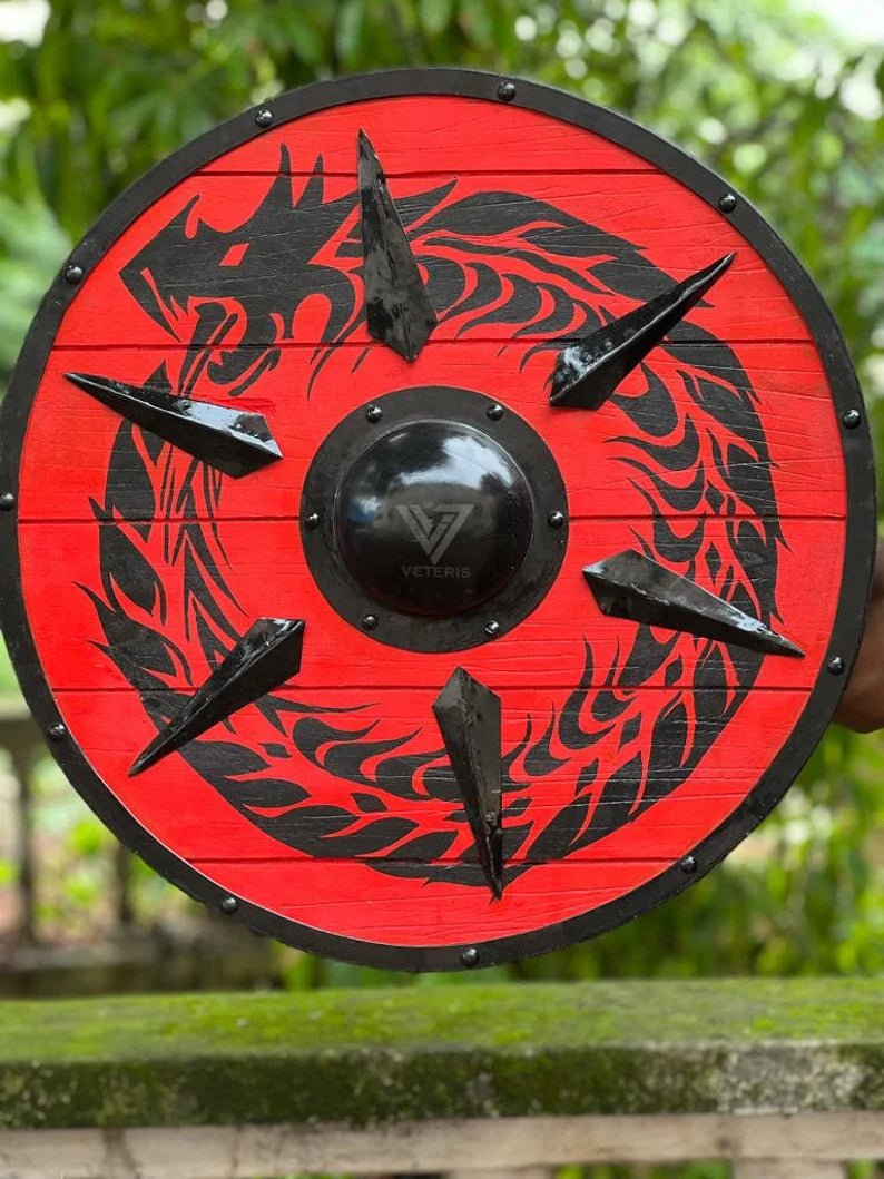 24-inch medieval Viking shield ideal for armor collections, reenactments, and as a decorative home display piece.