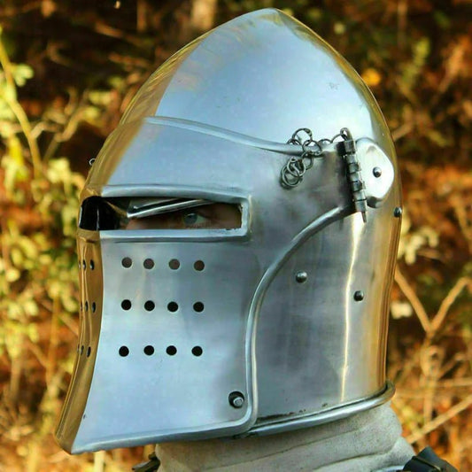 Medieval Barbuta Helmet Role Play Knight Helmet ~Fully Functional Medieval Wearable Helmet~with Stand Best Christmas Gift for Him - Retro Handicrafts