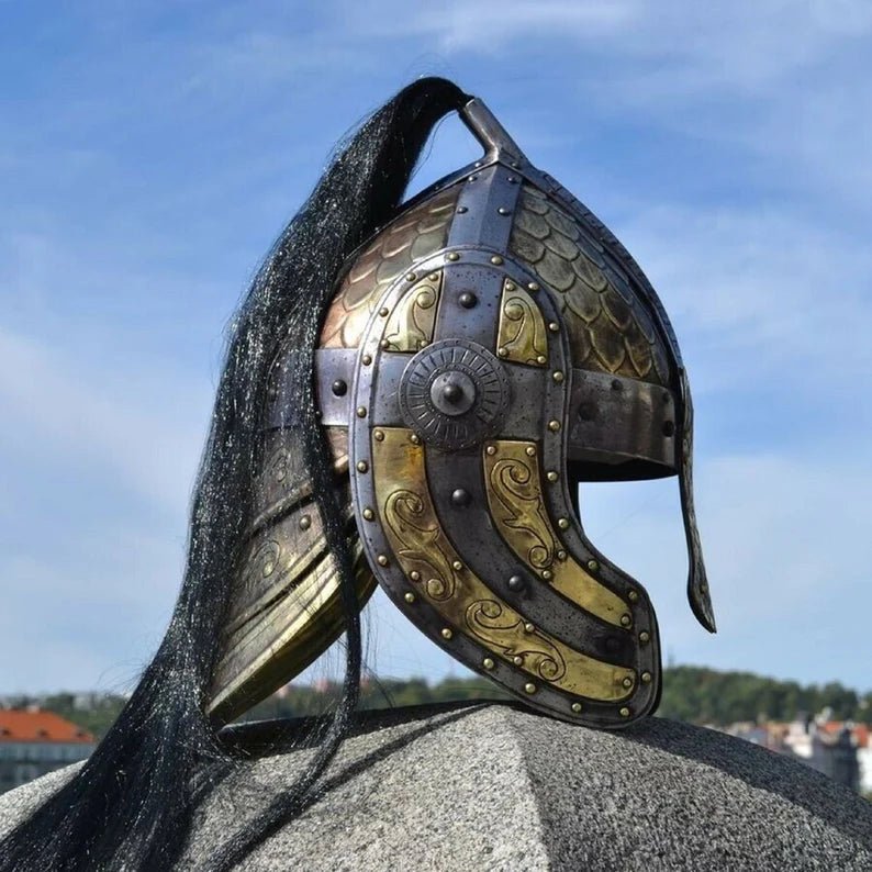 Medieval Bogato Engraved Fantasy Norman Viking Helmet Replica II - Retro Handicrafts