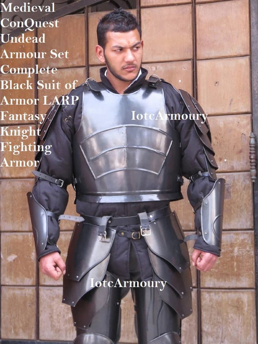 Medieval ConQuest Undead Armour Set Complete Black Suit of Armor LARP Fantasy Knight Fighting Armor - Retro Handicrafts