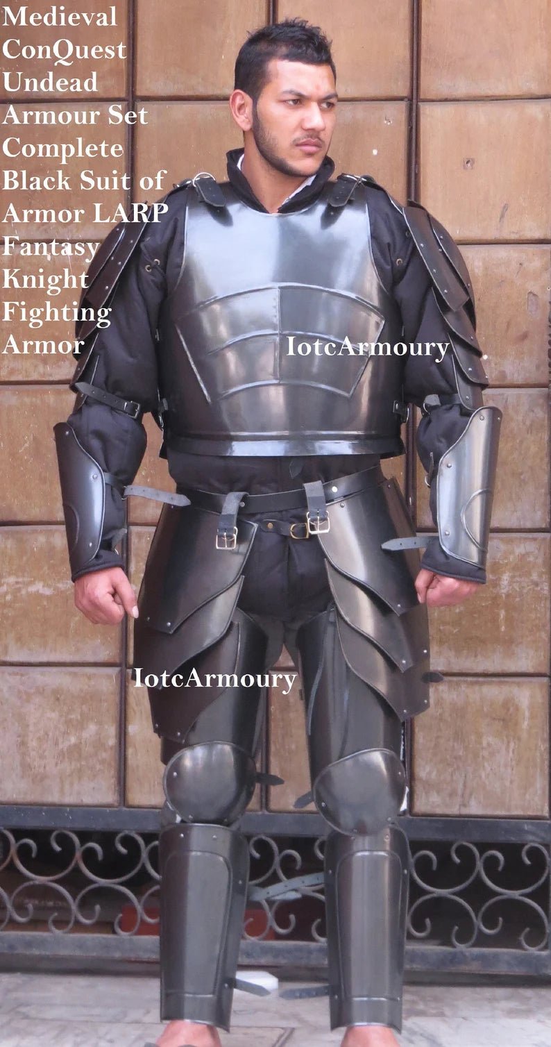Medieval ConQuest Undead Armour Set Complete Black Suit of Armor LARP Fantasy Knight Fighting Armor - Retro Handicrafts