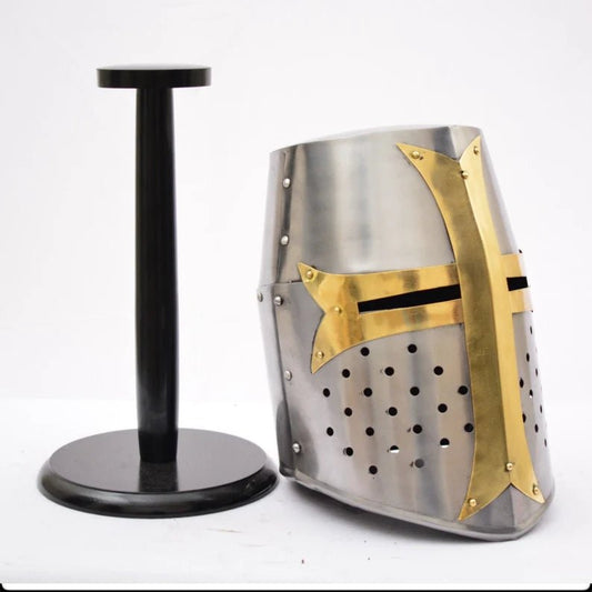 Medieval Crusader Helmet Templar Knight Helmet Silver Finish Crusader Helmet - Retro Handicrafts