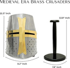 Medieval crusader helmet with interior leather straps, ideal for display, historical reenactments, and costume events.