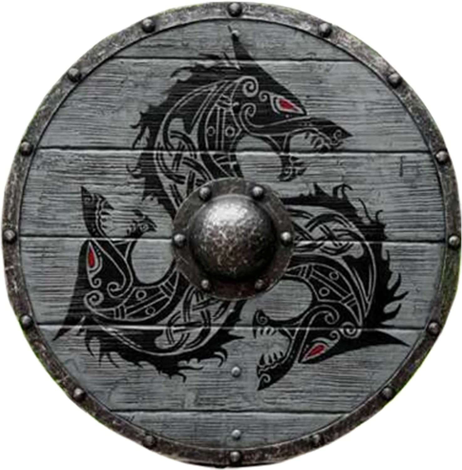 Medieval Fenrir Grey Wolf Shield Authentic Bettleworn Viking Battle Ready Shield Handmade Battle Warrior Shield - Retro Handicrafts