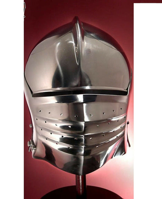 Medieval Helmet 18 Gauge SCA LARP Medieval Bellows Visor Sallet Helmet Replica - Retro Handicrafts