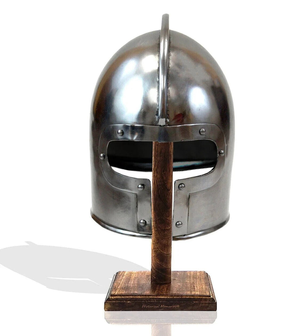 Medieval Helmet Knight Armor Steel Larp Wearable Replica Silver Helmet Cosplay - Retro Handicrafts