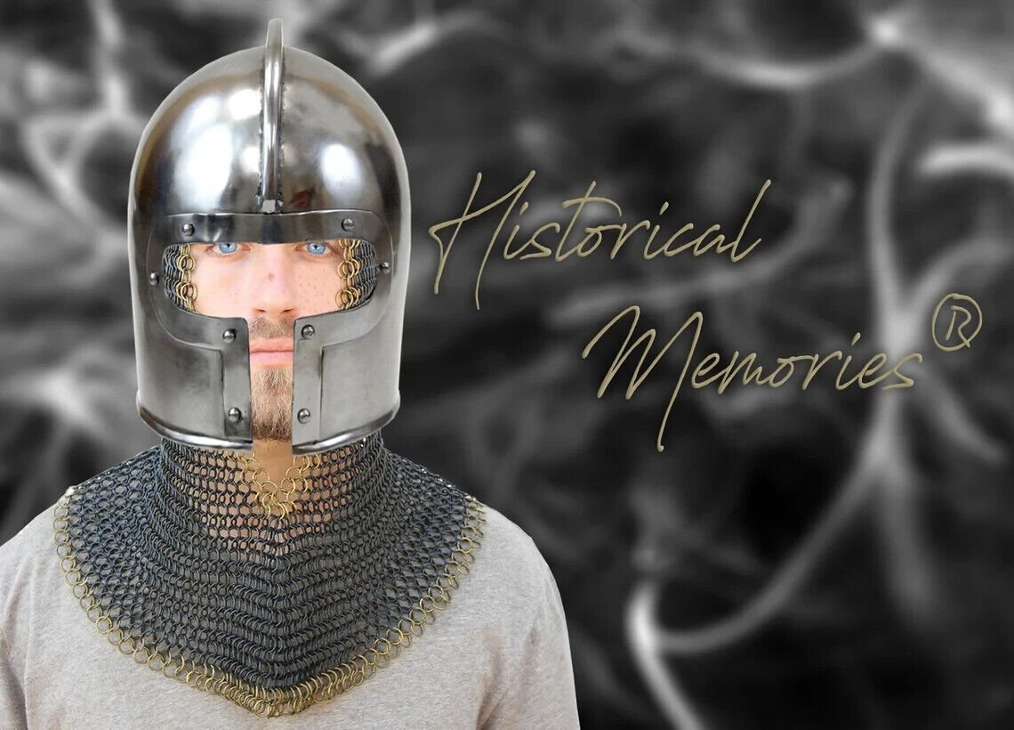 Medieval Helmet Knight Armor Steel Larp Wearable Replica Silver Helmet Cosplay - Retro Handicrafts