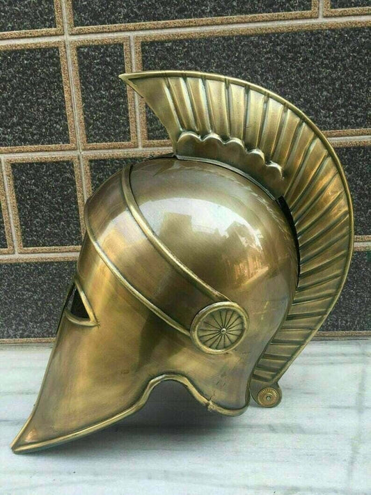 Medieval Helmet With Plume Greek Corinthian Armor Knight Spartan Helmet Cosplay - Retro Handicrafts