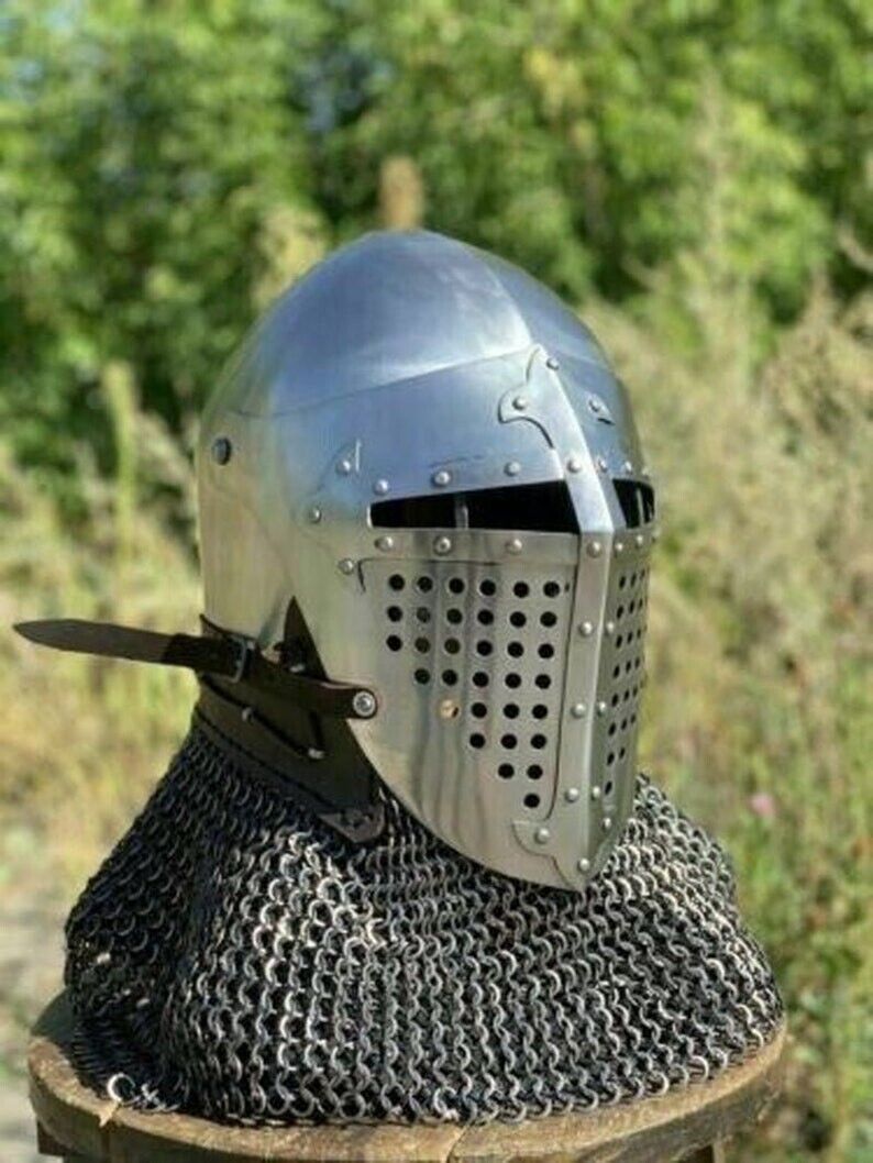 Medieval Helmets Bascinet Medieval HMB Combat SCA Battle Ready Helmet Costume Knight Cosplay Gift - Retro Handicrafts