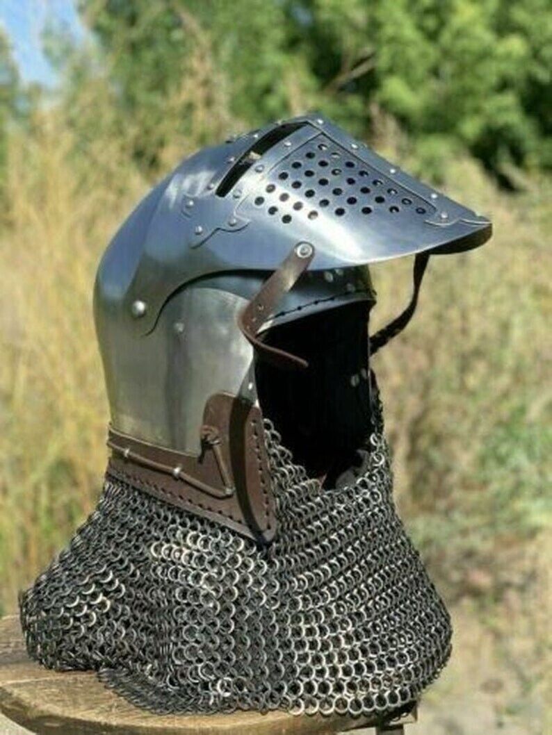 Medieval Helmets Bascinet Medieval HMB Combat SCA Battle Ready Helmet Costume Knight Cosplay Gift - Retro Handicrafts