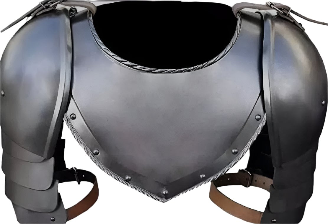 Medieval Iron Gorget and Spaulders Set | Handmade Steel Armor for LARP and Historical Reenactments