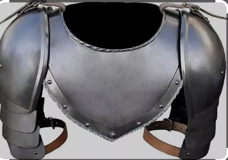 Medieval Iron Gorget & Spaulders Set | Handmade Steel Armor - Retro Handicrafts