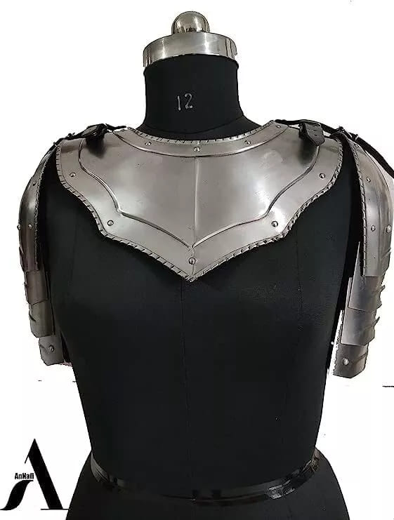 Medieval Iron Gorget with Pauldrons and Gothic Spaulders Armor for LARP