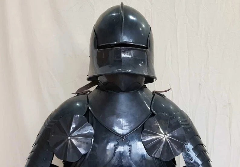 Medieval Knight Armour Suit ~ Black Combat Full Body - Retro Handicrafts