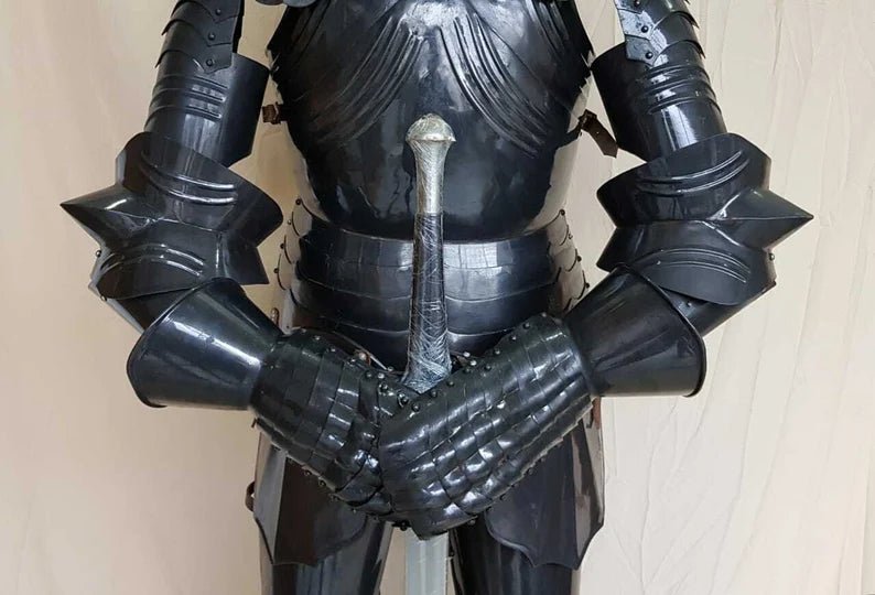 Medieval Knight Armour Suit ~ Black Combat Full Body - Retro Handicrafts