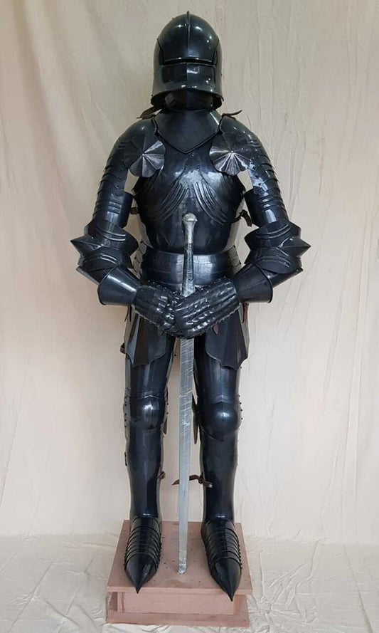 Medieval Knight Armour Suit ~ Black Combat Full Body - Retro Handicrafts