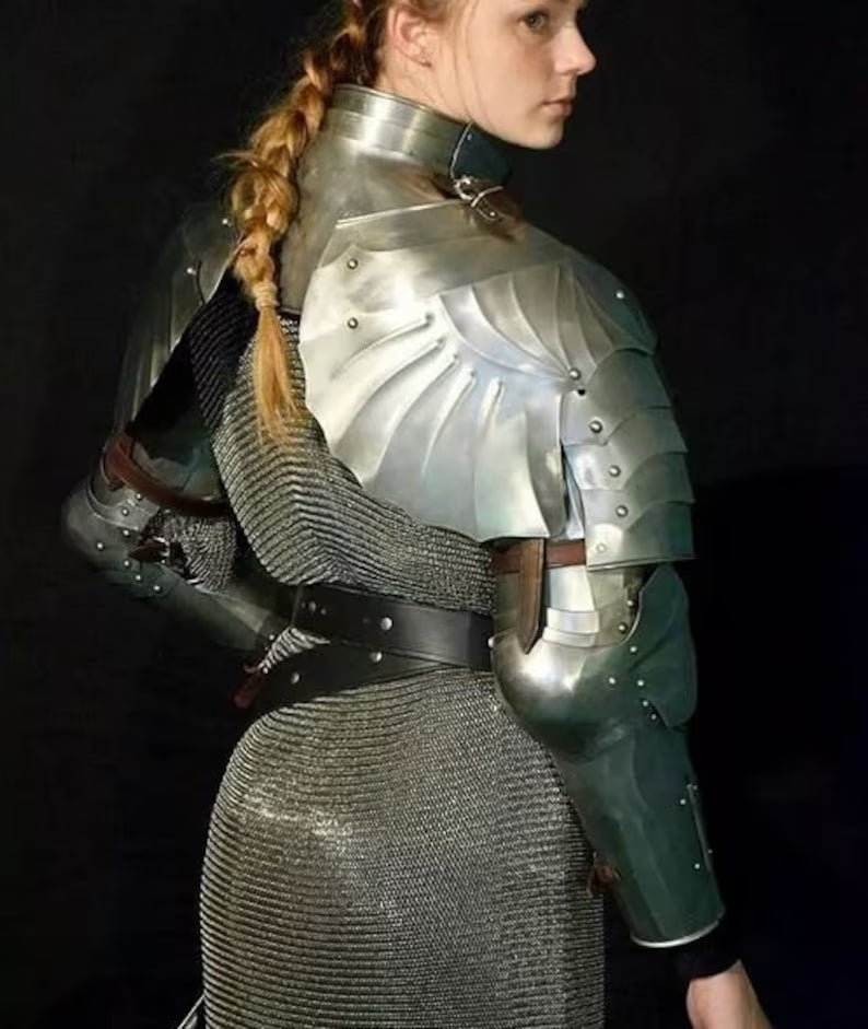 Medieval Lady Neck Guard Shoulder Armour With Pouldron Female Brave Lady Shoulder Gorget Woman Fantasy Lady Armor Arm Guard Queen Armour - Retro Handicrafts
