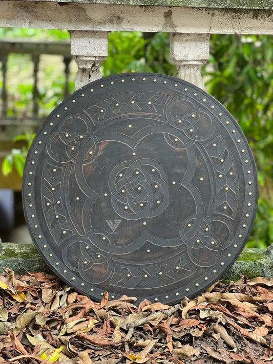 Medieval LARP Warrior Wood & Steel Viking Round Shield | Templar Armor - Retro Handicrafts