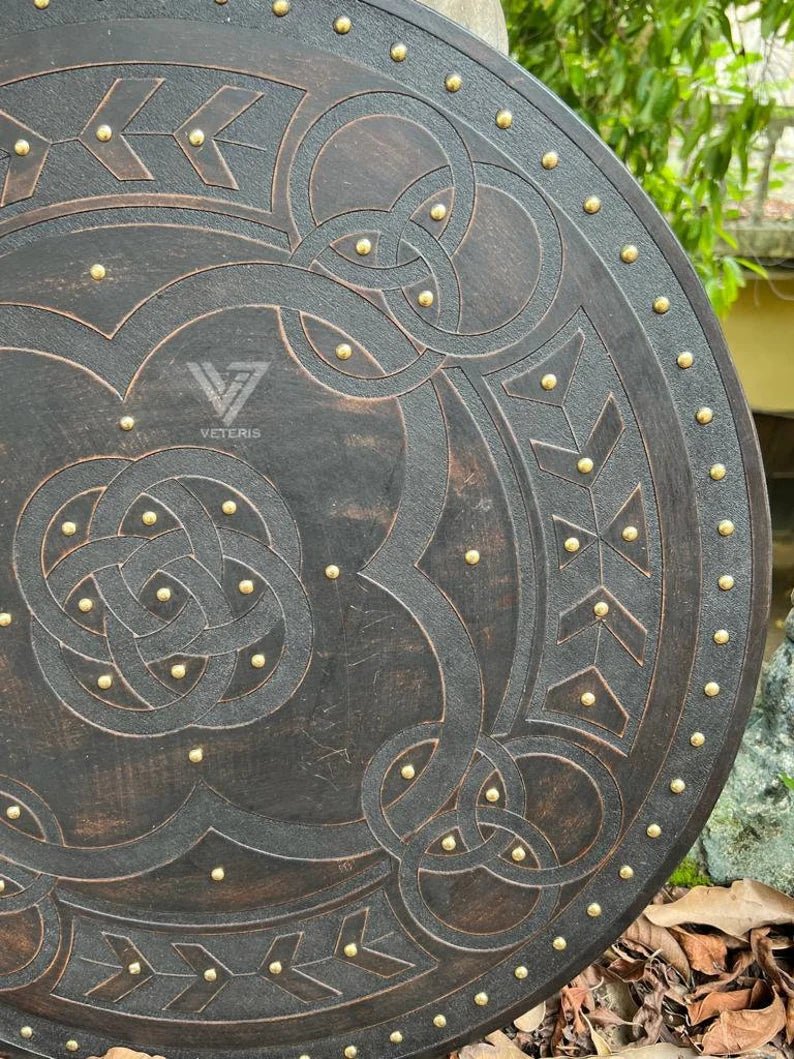 Medieval LARP Warrior Wood & Steel Viking Round Shield | Templar Armor - Retro Handicrafts
