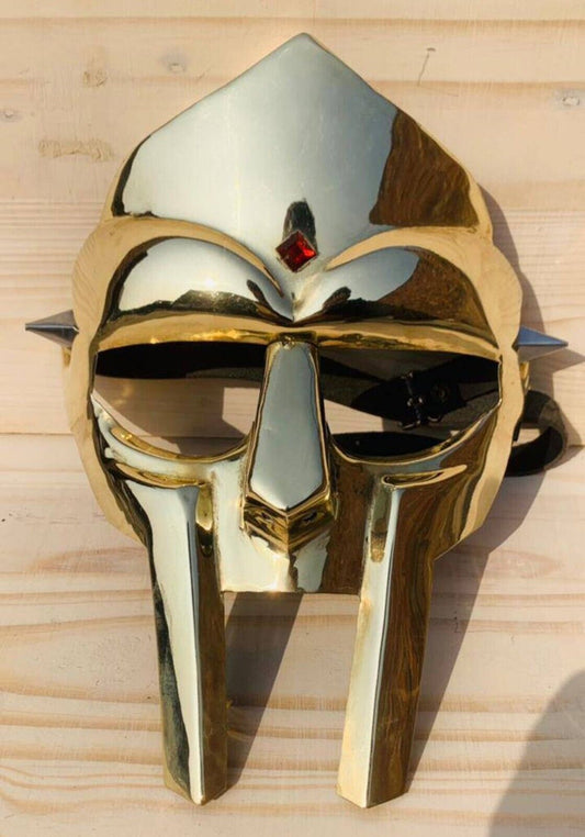 Medieval MF DOOM Mask Mad - villain Mild Halloween Steel brass Shine Armor Mask - Retro Handicrafts