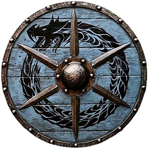 Medieval Round Shield | Viking Battle - Ready Cosplay & Fully Functional Dragon Shield - Retro Handicrafts