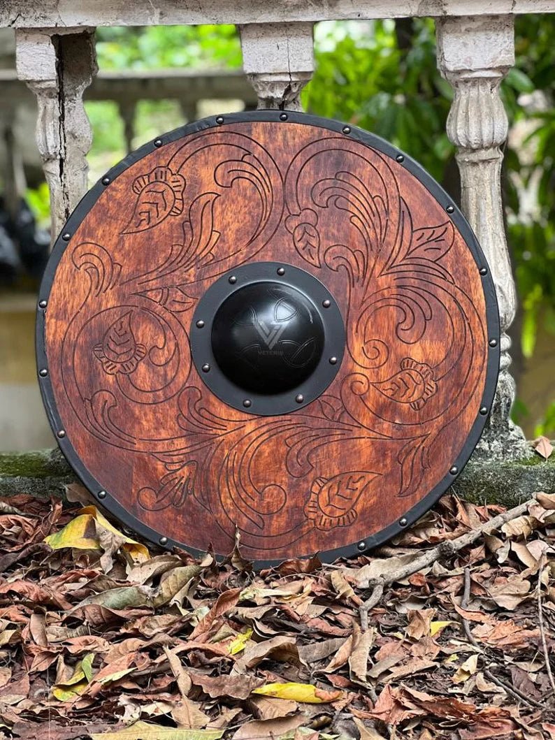 Medieval Shield For Costume, Roleplay Vikings Age Handmade 24inch Full Size Wood & Mild Steel Shield Warrior Armor Battle Ready Round Design - Retro Handicrafts