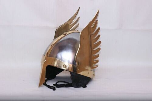 Medieval Steel & Brass Viking Helmet Knight Norman Warrior New Independence Day - Retro Handicrafts