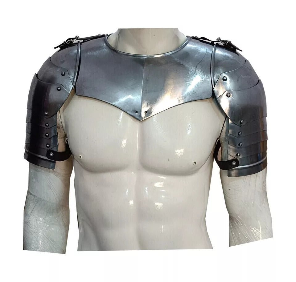 Medieval Steel Gorget & Shoulder Pauldrons Armor for LARP - Retro Handicrafts