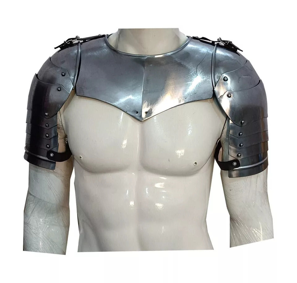 Medieval Steel Gorget and Spaulders Armor Set for LARP and Cosplay