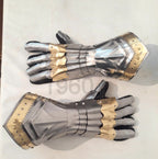 Medieval Templar Steel Gauntlets Gothic Knight Armor Finger Gloves - Retro Handicrafts