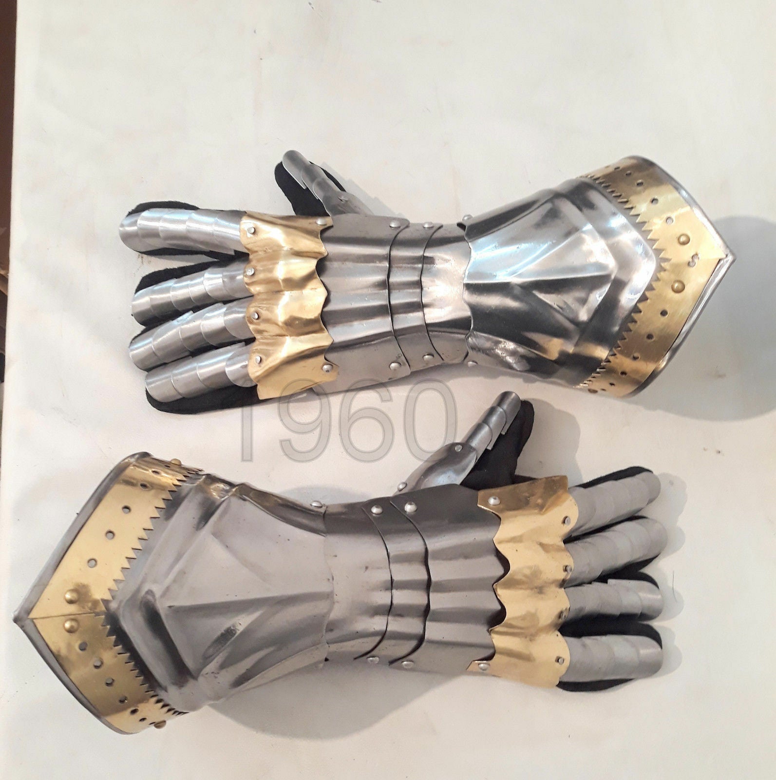 Medieval Templar Steel Gauntlets Gothic Knight Armor Finger Gloves - Retro Handicrafts