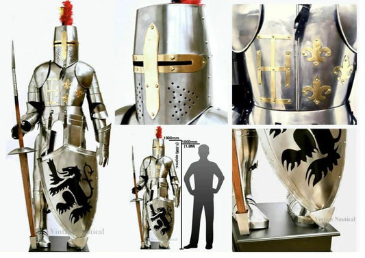 Medieval Templar Suit Of Armour ~ Knight Battle Warrior Armour - Retro Handicrafts