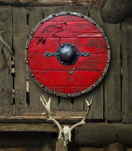 Medieval Viking shield 24'' Ragnar Lothbrok Authentic Battleworn Viking Shield - Retro Handicrafts