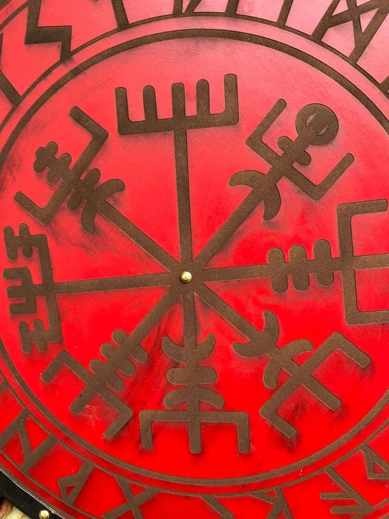 Side view of the 24-inch medieval Viking shield showcasing the detailed design