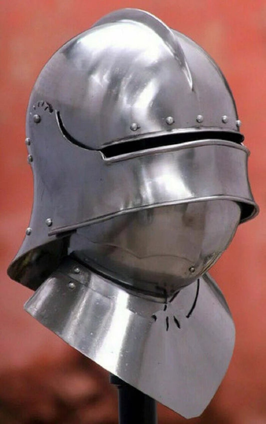 Medieval Visor Helmet ~ Medieval Tournament Close helmet ~ LARP Steel Helmet. - Retro Handicrafts