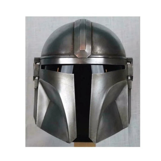 Metal Steel Mandalorian Helmet With Liner and Chin Strap For LARP/Cosplay/Role Play Halloween Costume - Retro Handicrafts