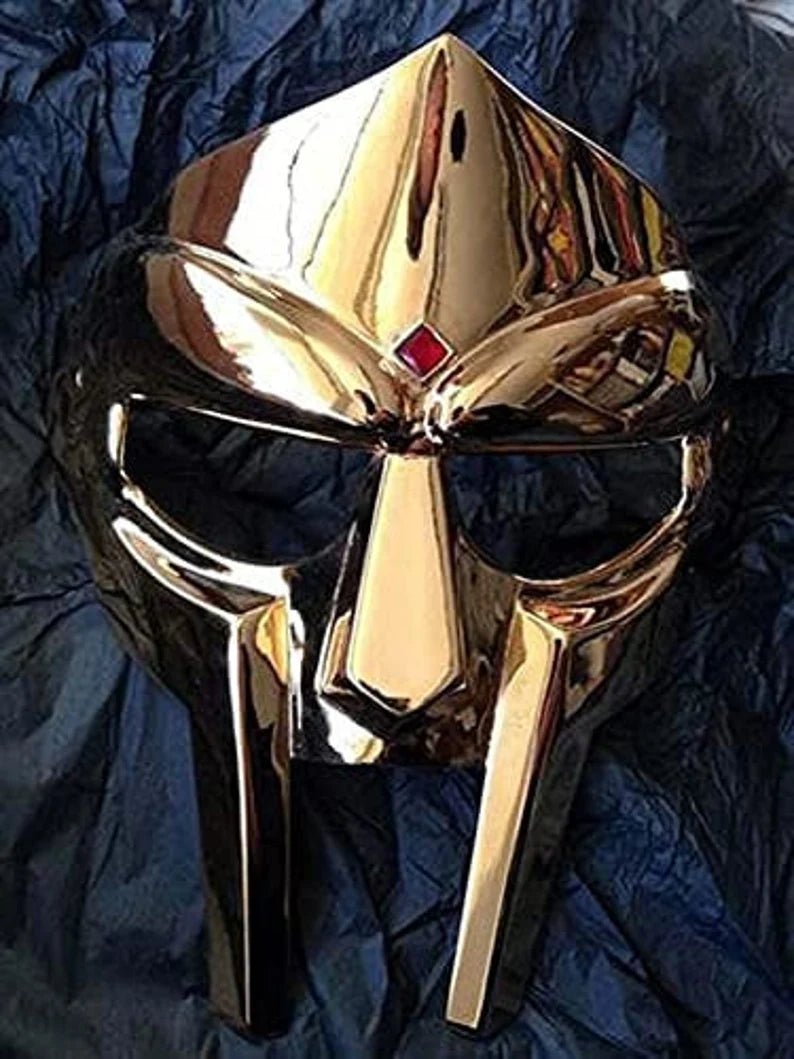 MF Doom Gladiator Mask Mad - Villain Golden Finish brass face armor Medieval hand - forged doo mask premium mask. - Retro Handicrafts