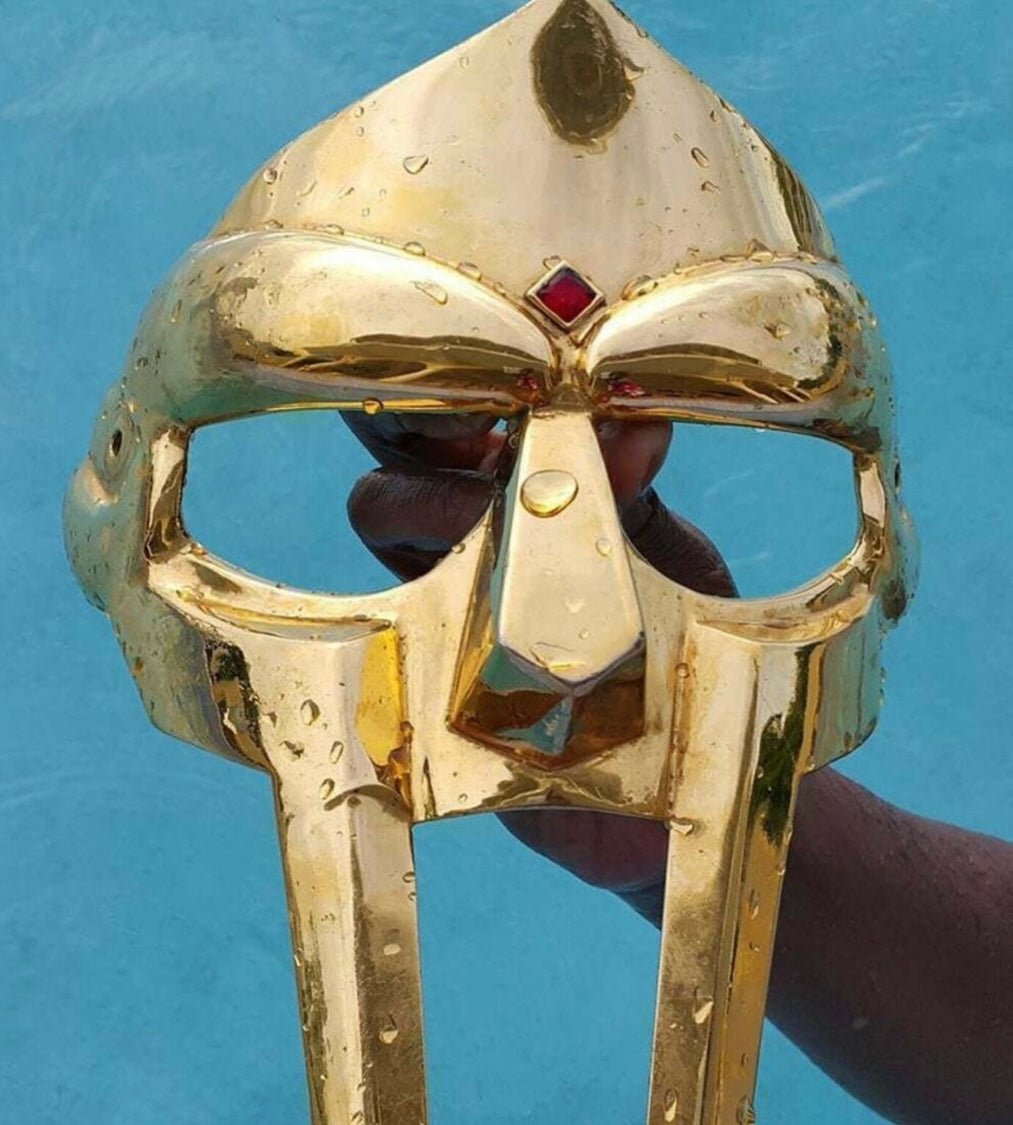 MF Doom Gladiator Mask Mad - Villain Golden Finish brass face armor Medieval hand - forged doo mask premium mask. - Retro Handicrafts