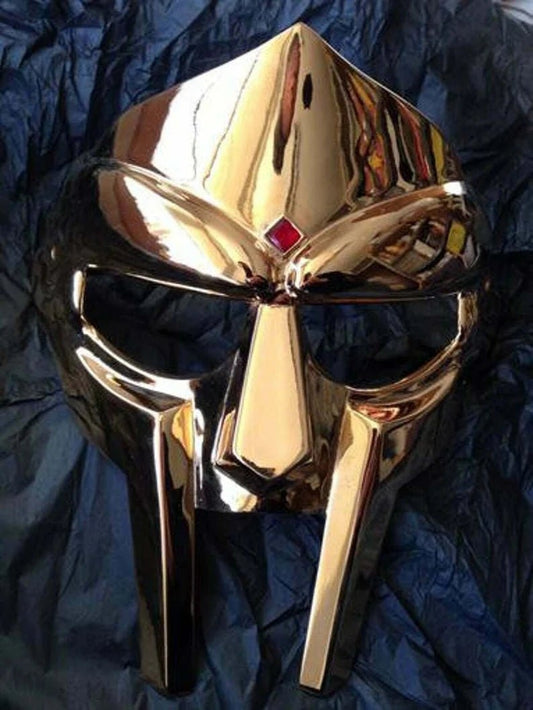 Mf Doom gladiator mask villain golden finish brass face armor. - Retro Handicrafts