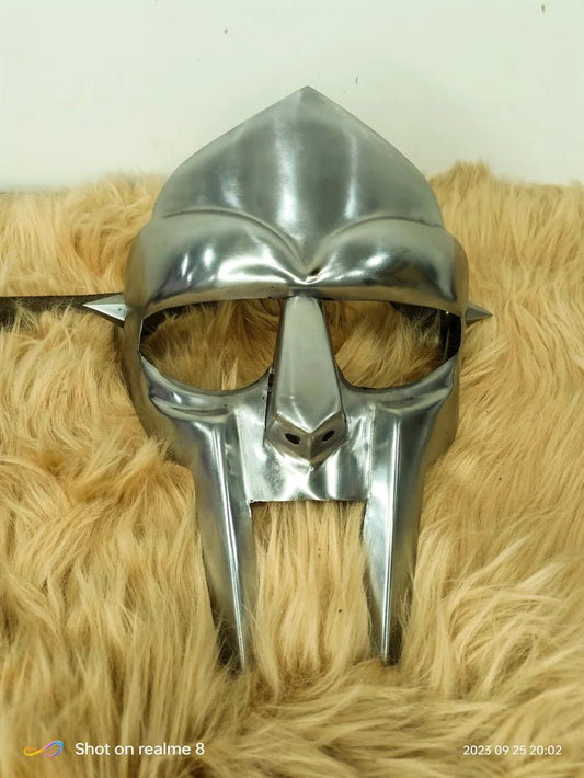 MF Doom Mask | Medieval Gladiator Steel & Leather Face Mask | Halloween Costume | Adult Party Mask | Best Gift - Retro Handicrafts