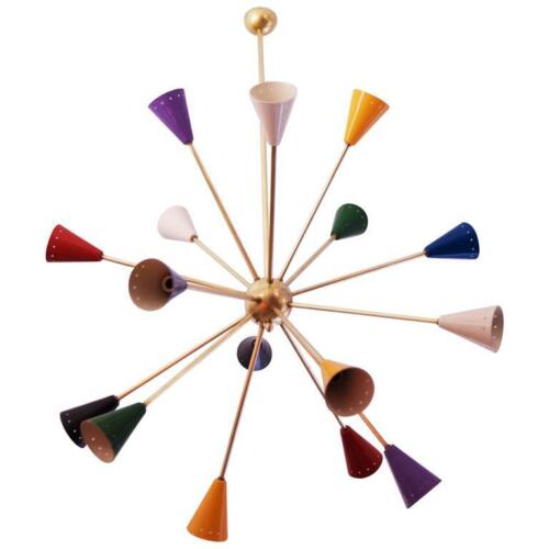 Mid Century Modern Sputnik Italian Chandeliers Multicolored Stilnovo Light - Retro Handicrafts