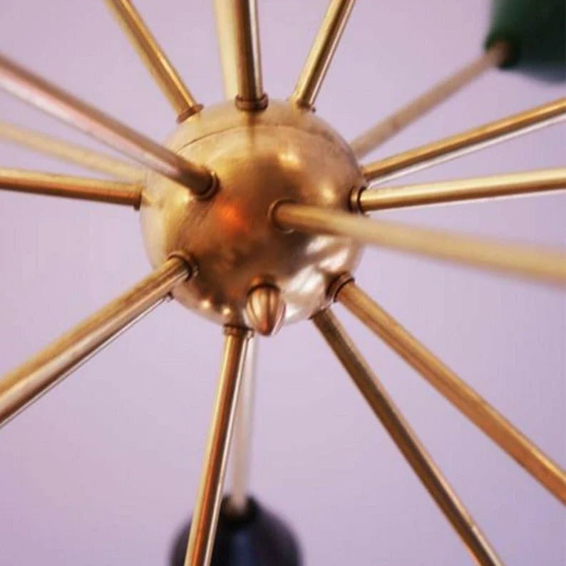 Mid Century Multicolored Sputnik Brass Chandelier Stilnovo Lights 16 Arms - Retro Handicrafts