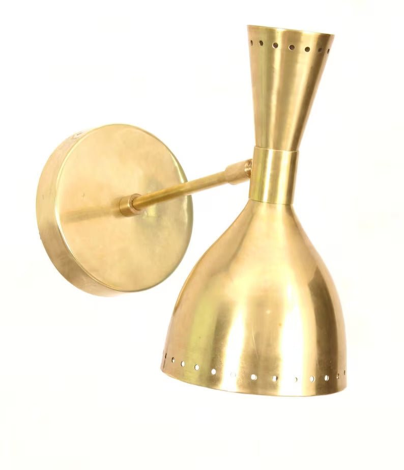 Mid Century Raw Brass Wall Sconce Lamp Light DIABOLO , Italian Stilnovo Inspired Modern Wall Lamp Light Reading Bedside Hall Entrance - Retro Handicrafts